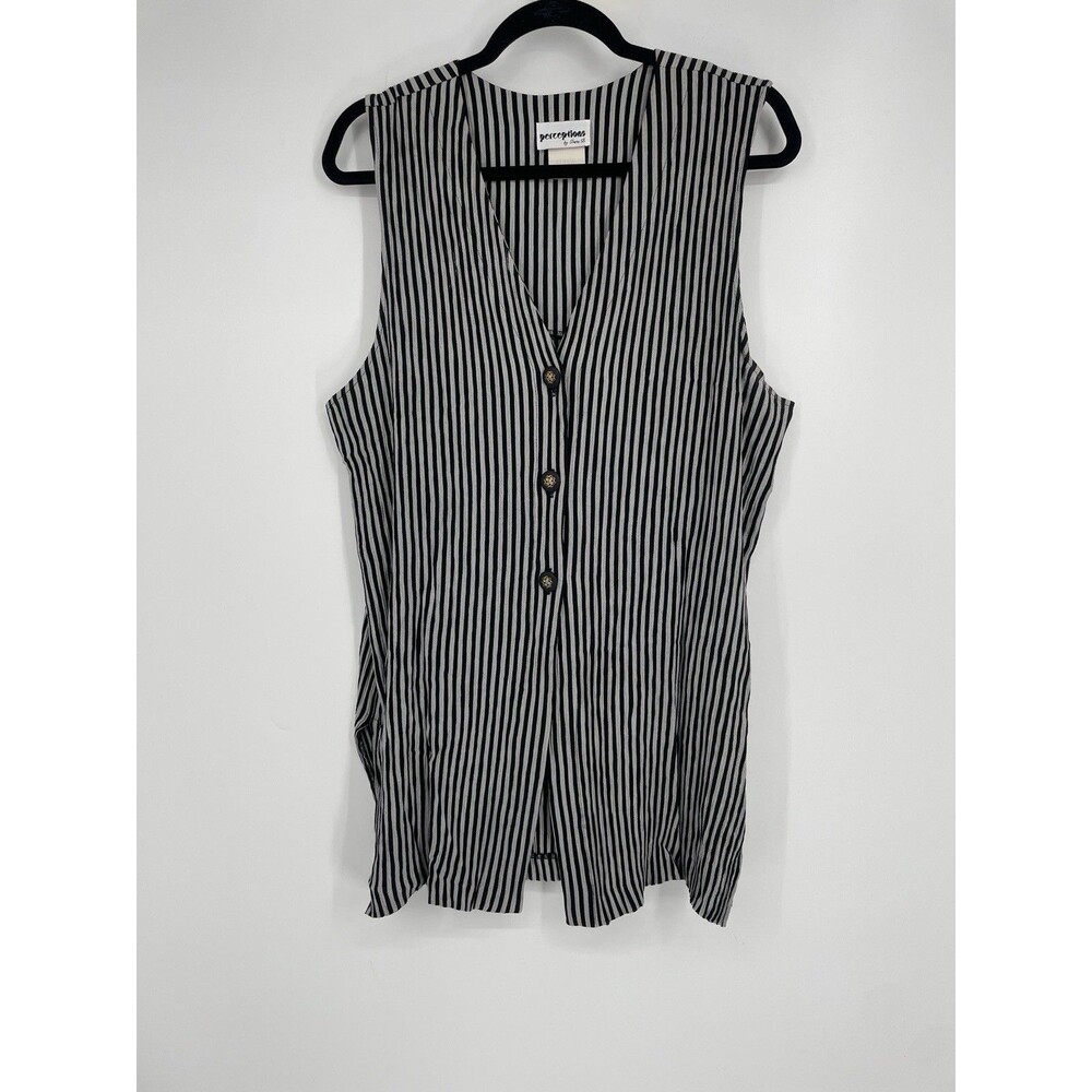 Vintage 90s Perceptions by Irene B Striped Button Front Vest Women’s 16